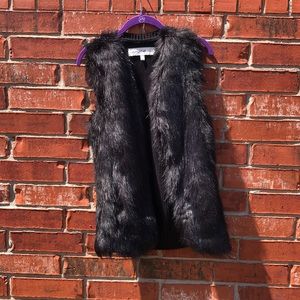 Faux fur sweater vest